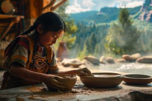 Talented child doing pottery