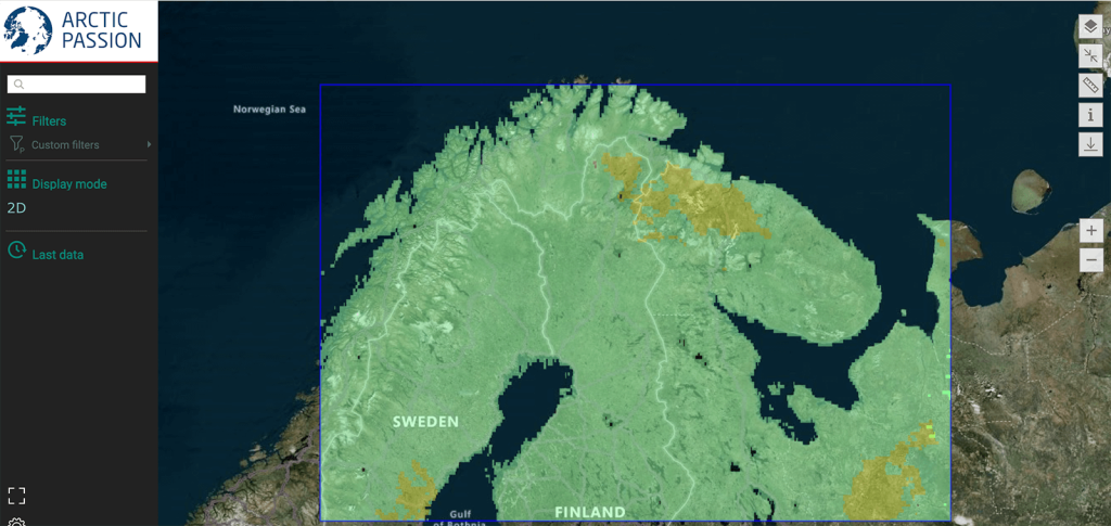 A screenshot of the INFRA target area in Fennoscandia.
